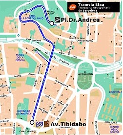 Mapa Tramvia Blau